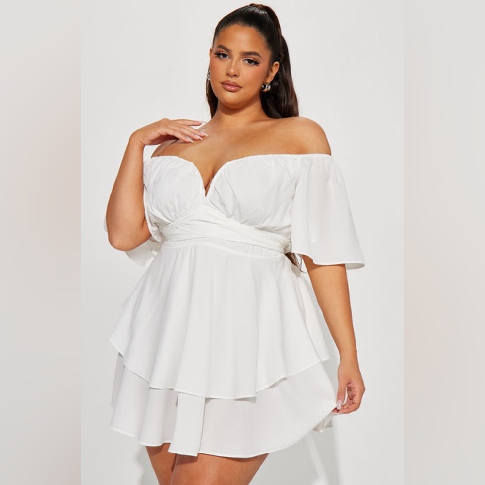 Fashion Nova | White |Ruffle Mini Dress | 1XL